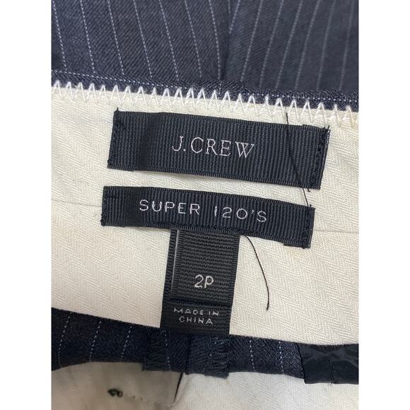 J.Crew Super 120's 100% Wool Gray Pinstriped High Waisted Trouser Dress Pants 2P - Picture 3 of 4